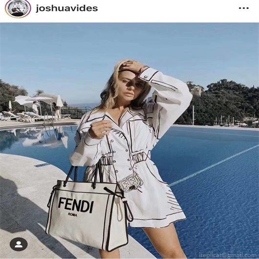 FENDI 8BH378 Medium ROMA Tote Undyed canvas Tote bag