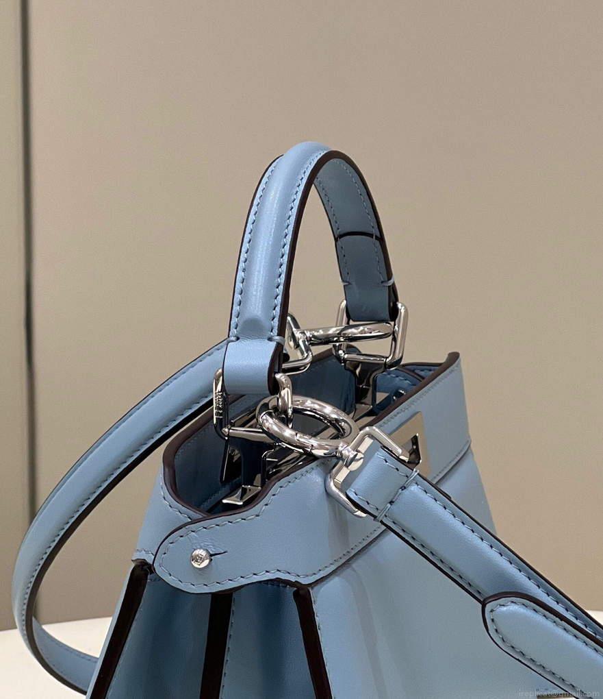 Fendi 8BN335 Peekaboo ISeeU Petite Light Blue Padded Nappa Leather Bag