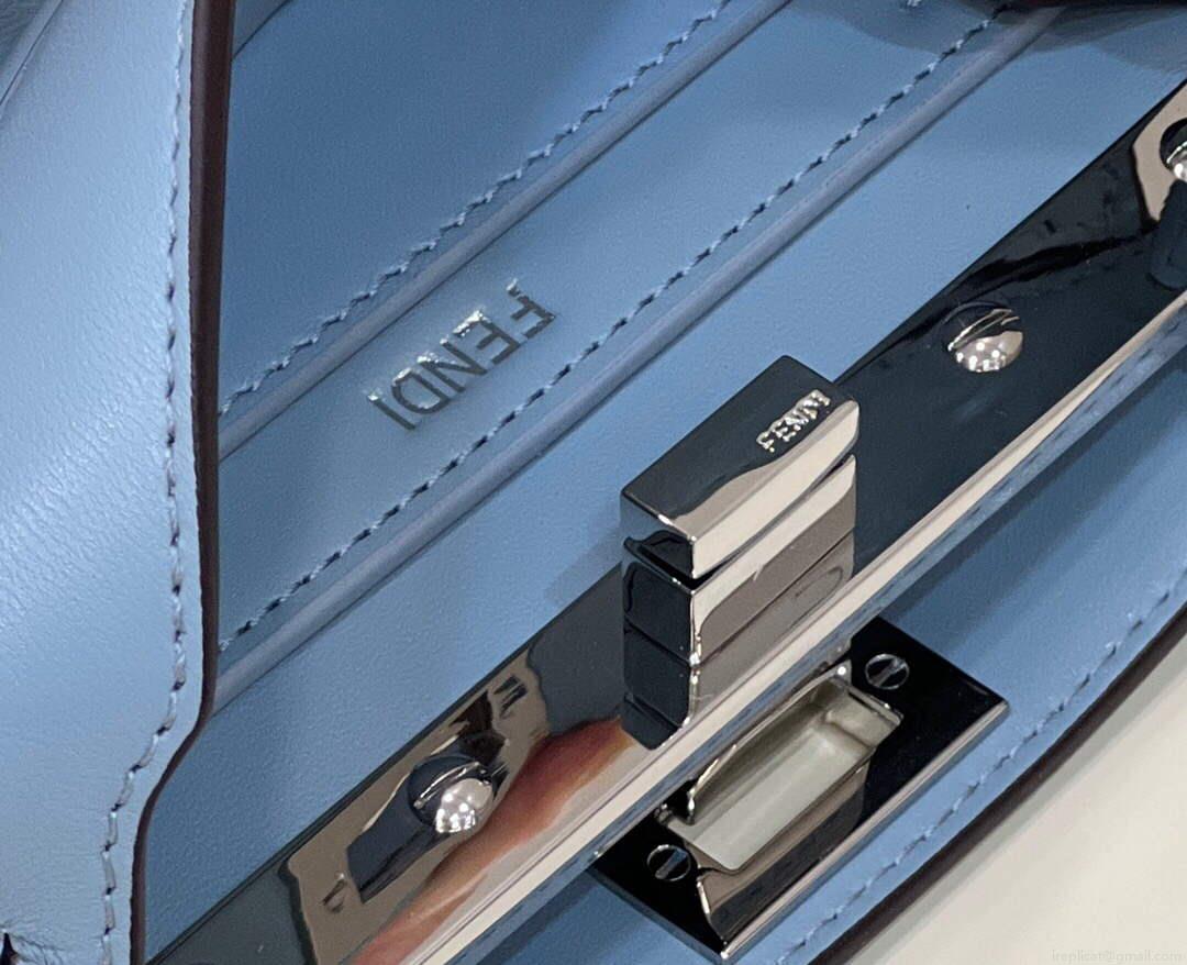 Fendi 8BN335 Peekaboo ISeeU Petite Light Blue Padded Nappa Leather Bag