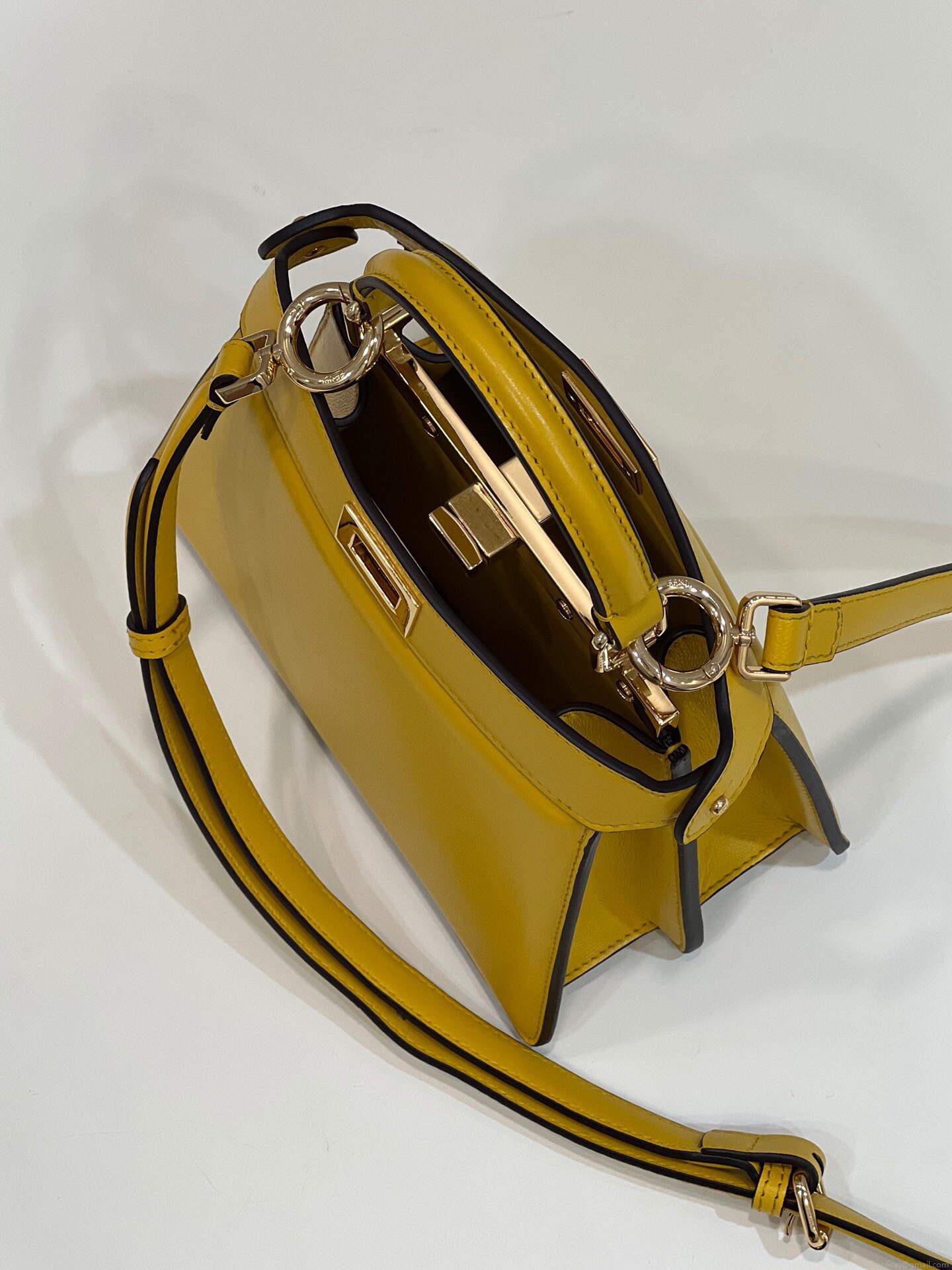 Fendi 8BN335 Peekaboo ISeeU Petite Padded Nappa Leather Bag Yellow