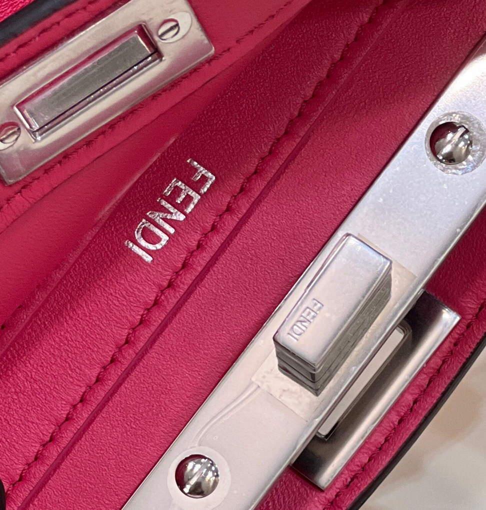 Fendi 8BN335 Peekaboo ISeeU Petite Padded Nappa Leather Bag Red