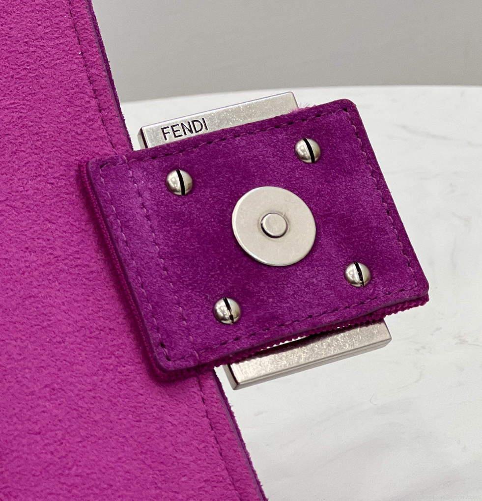Fendi 8BR793 Midi Baguette Chain FF Fabric Bag Purple
