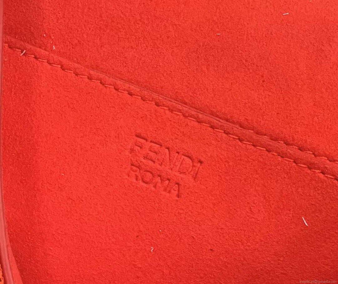 Fendi 8BR793 Midi Baguette Chain FF Fabric Bag Red