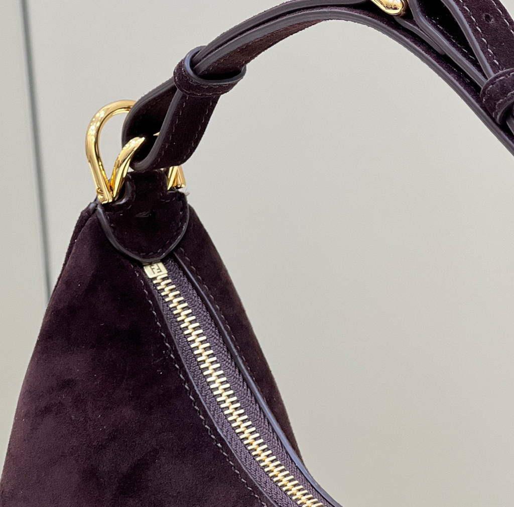Fendi 8BR798 Fendigraphy Small Coffee suede bag