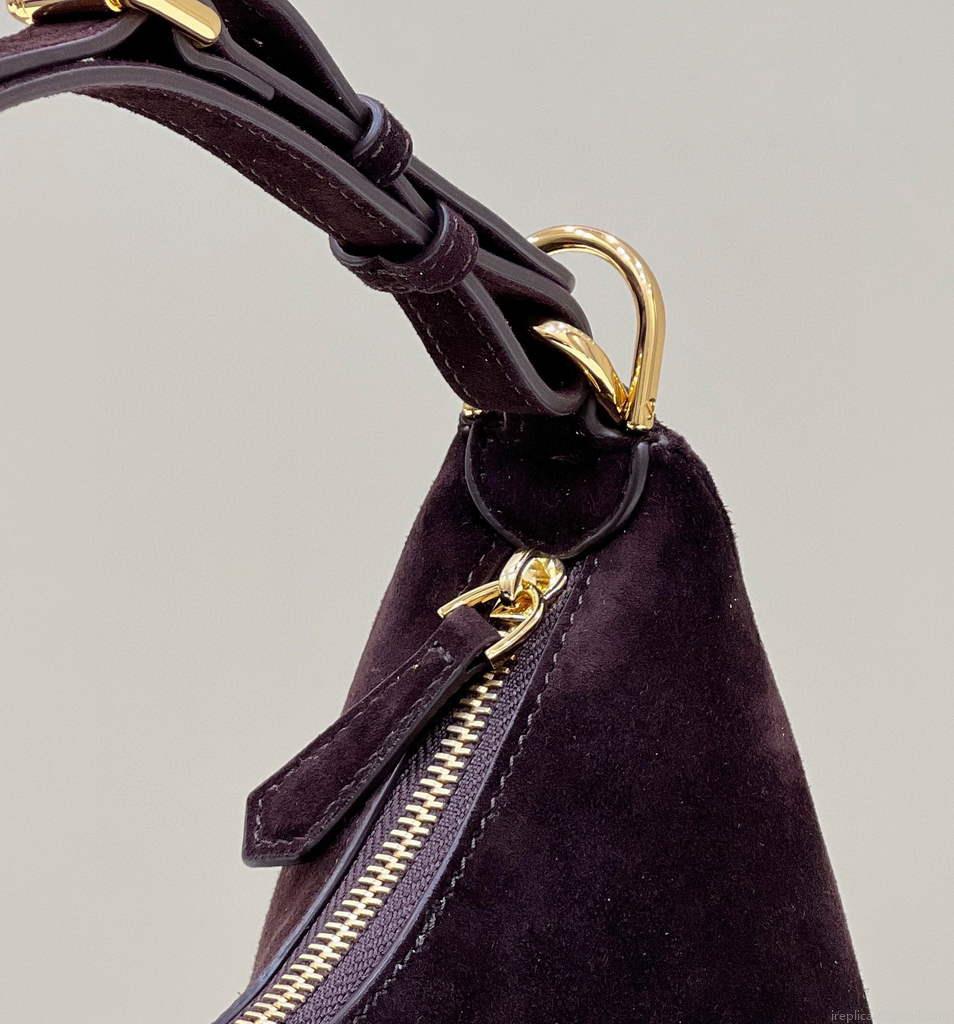 Fendi 8BR798 Fendigraphy Small Coffee suede bag