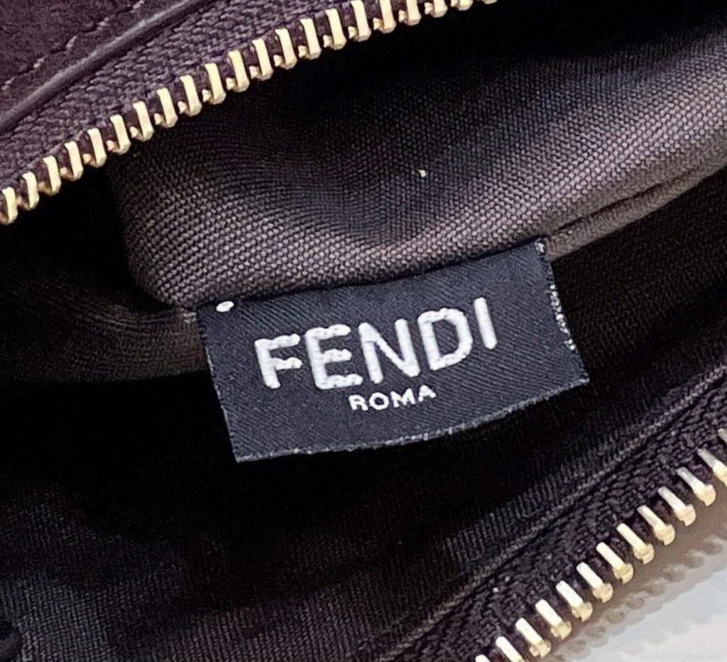 Fendi 8BR798 Fendigraphy Small Coffee suede bag