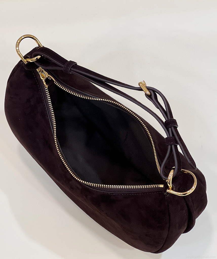 Fendi 8BR798 Fendigraphy Small Coffee suede bag