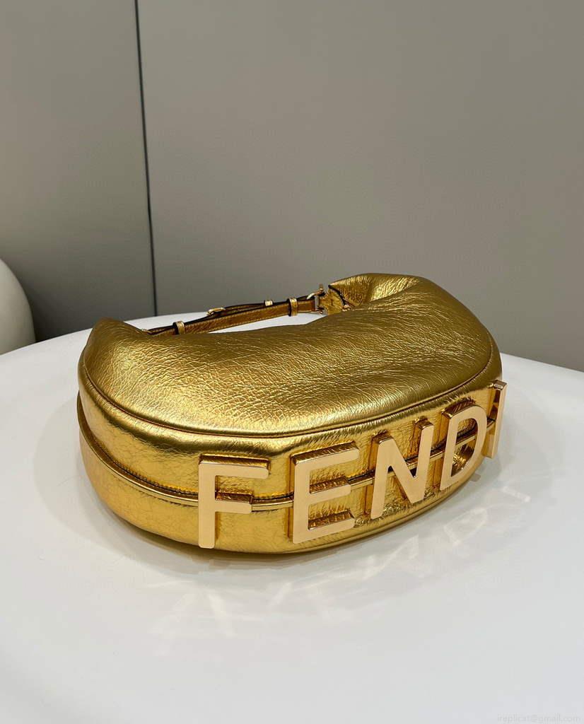 Fendi 8BR799 Fendigraphy Medium Gold laminated leather bag
