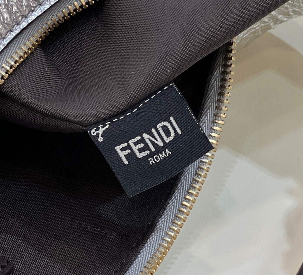Fendi 8BR799 Fendigraphy Medium Silver laminated leather bag