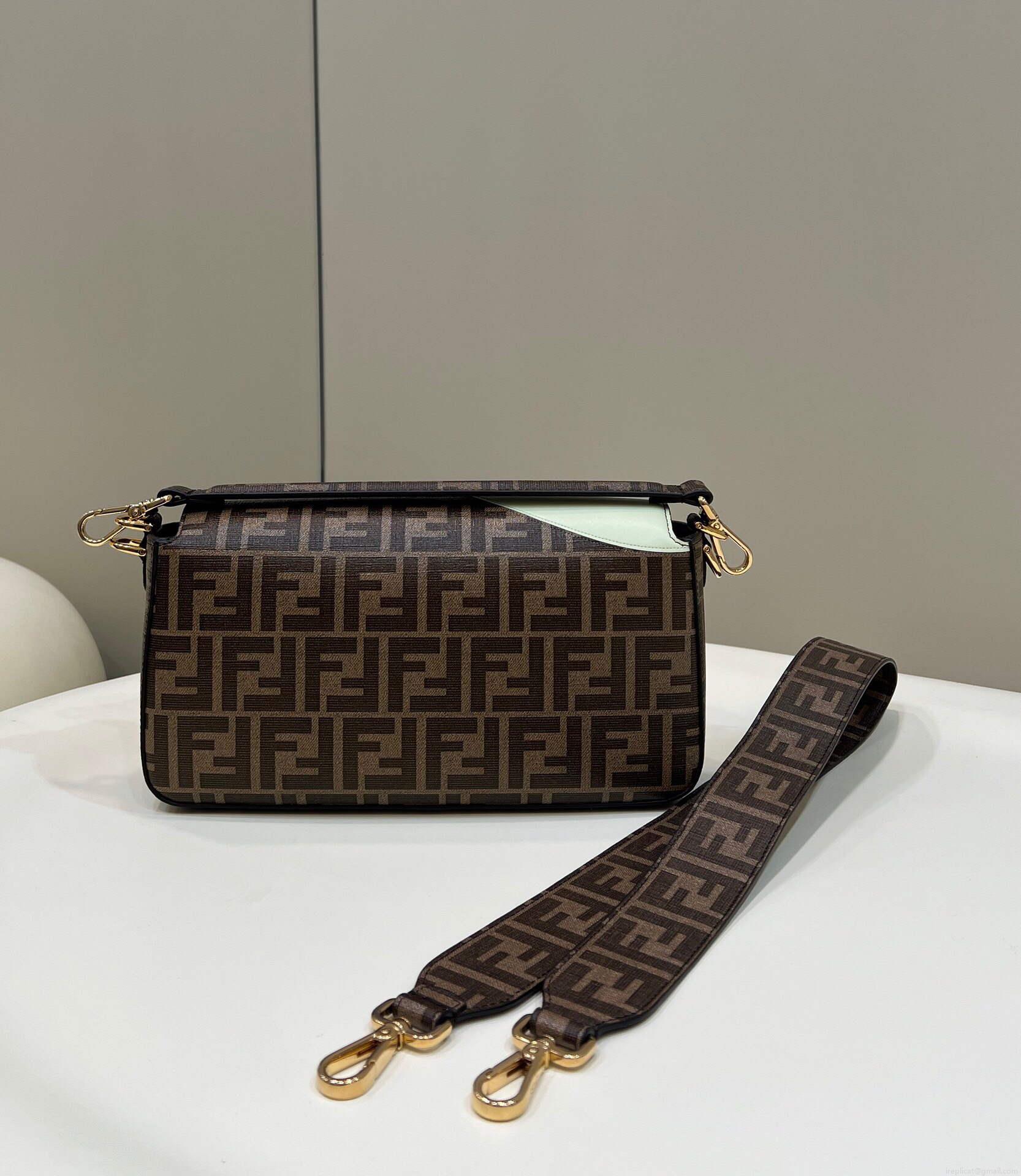Fendi 8BR600 Baguette FF Glazed Fabric Bag With Inlay