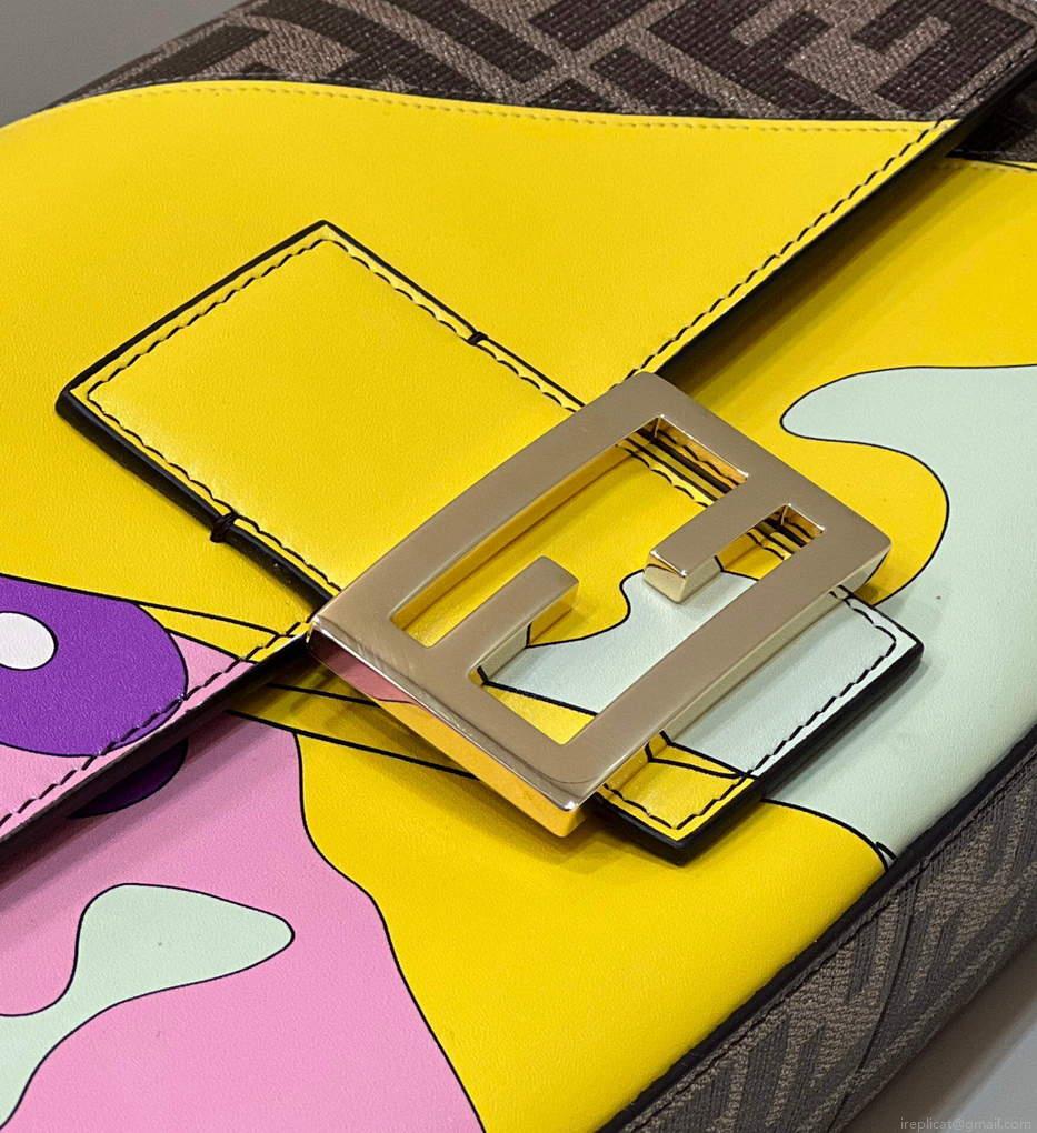 Fendi 8BR600 Baguette FF Glazed Fabric Bag With Inlay