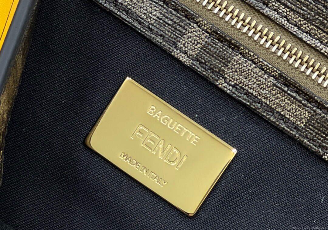 Fendi 8BR600 Baguette FF Glazed Fabric Bag With Inlay