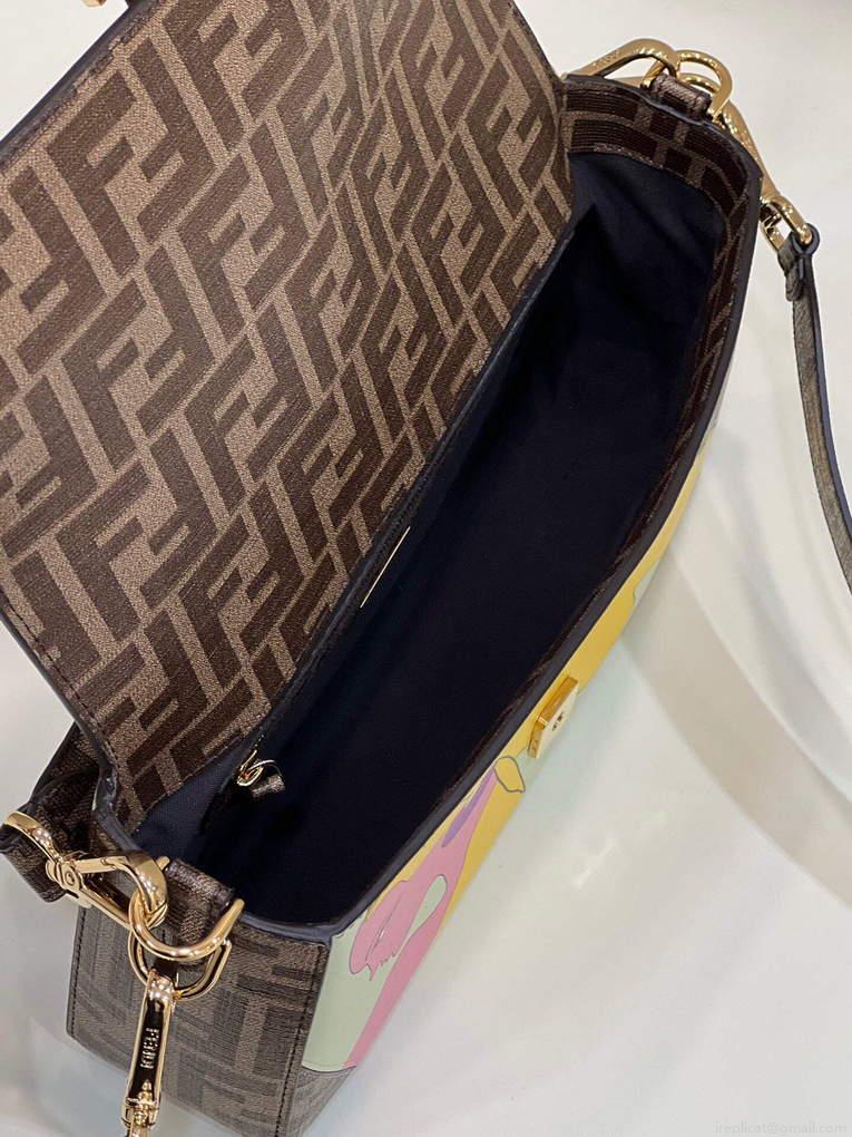 Fendi 8BR600 Baguette FF Glazed Fabric Bag With Inlay