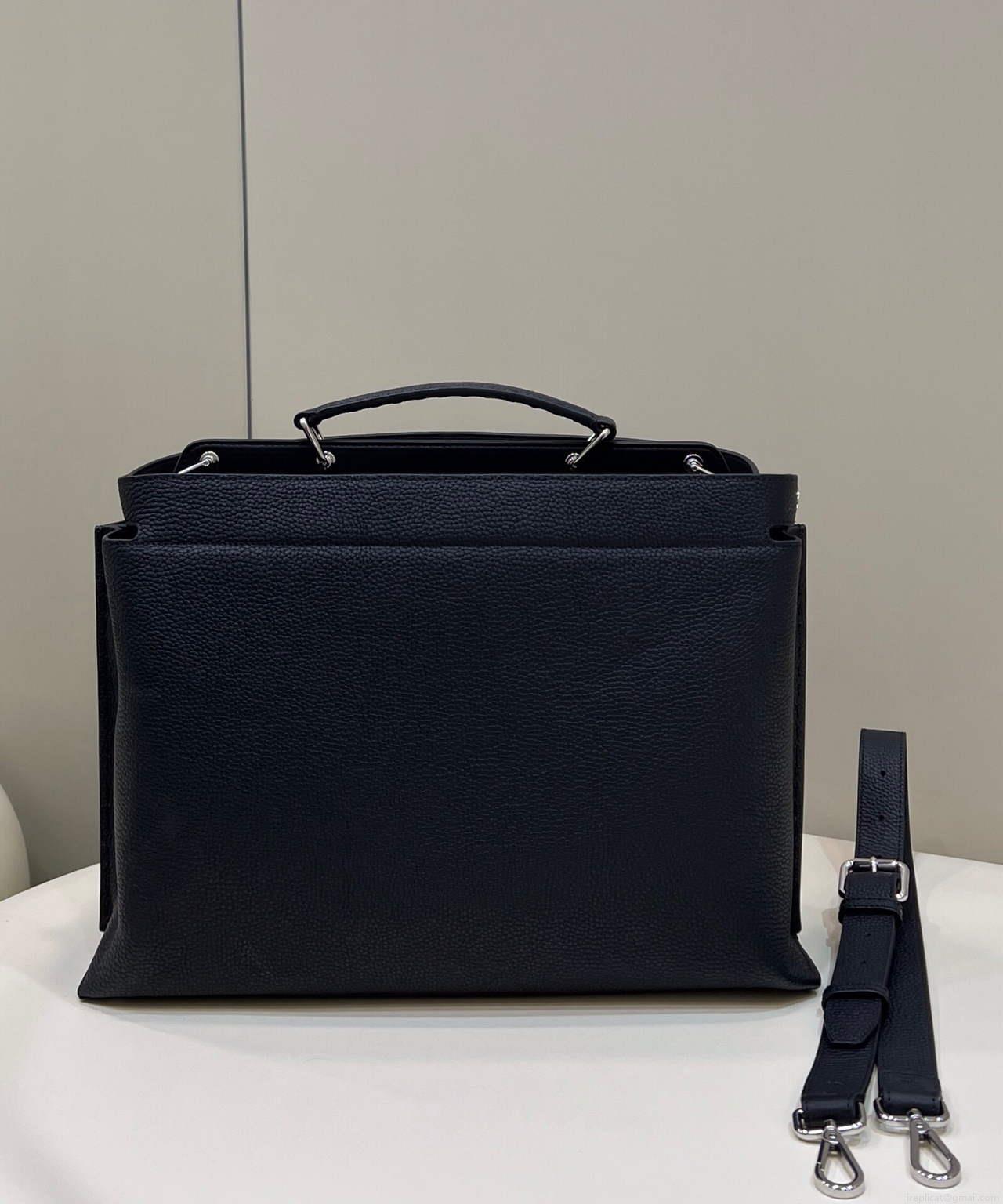Fendi 7VA529 Peekaboo ISeeU Medium Black Leather Bag