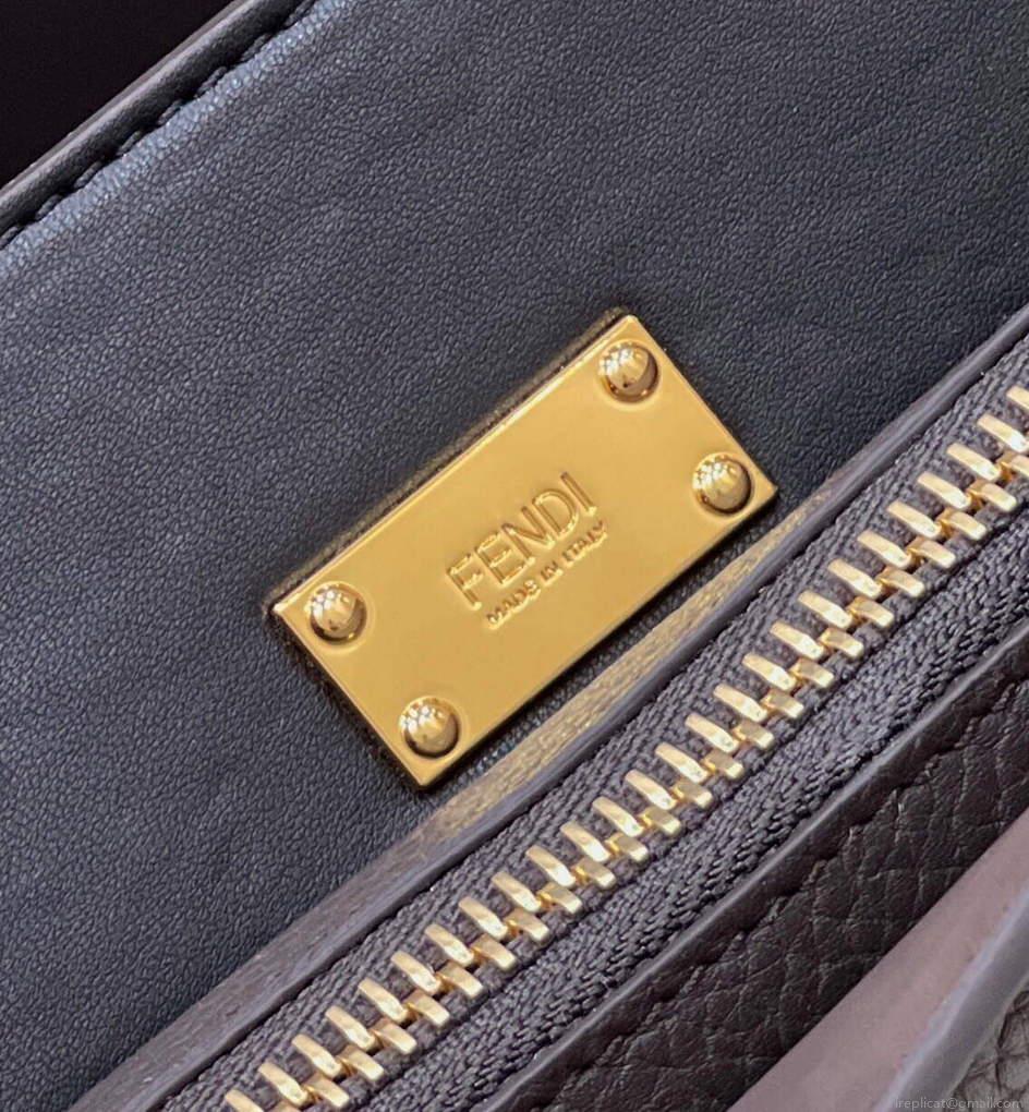 Fendi 7VA529 Peekaboo ISeeU Medium Brown Leather Bag