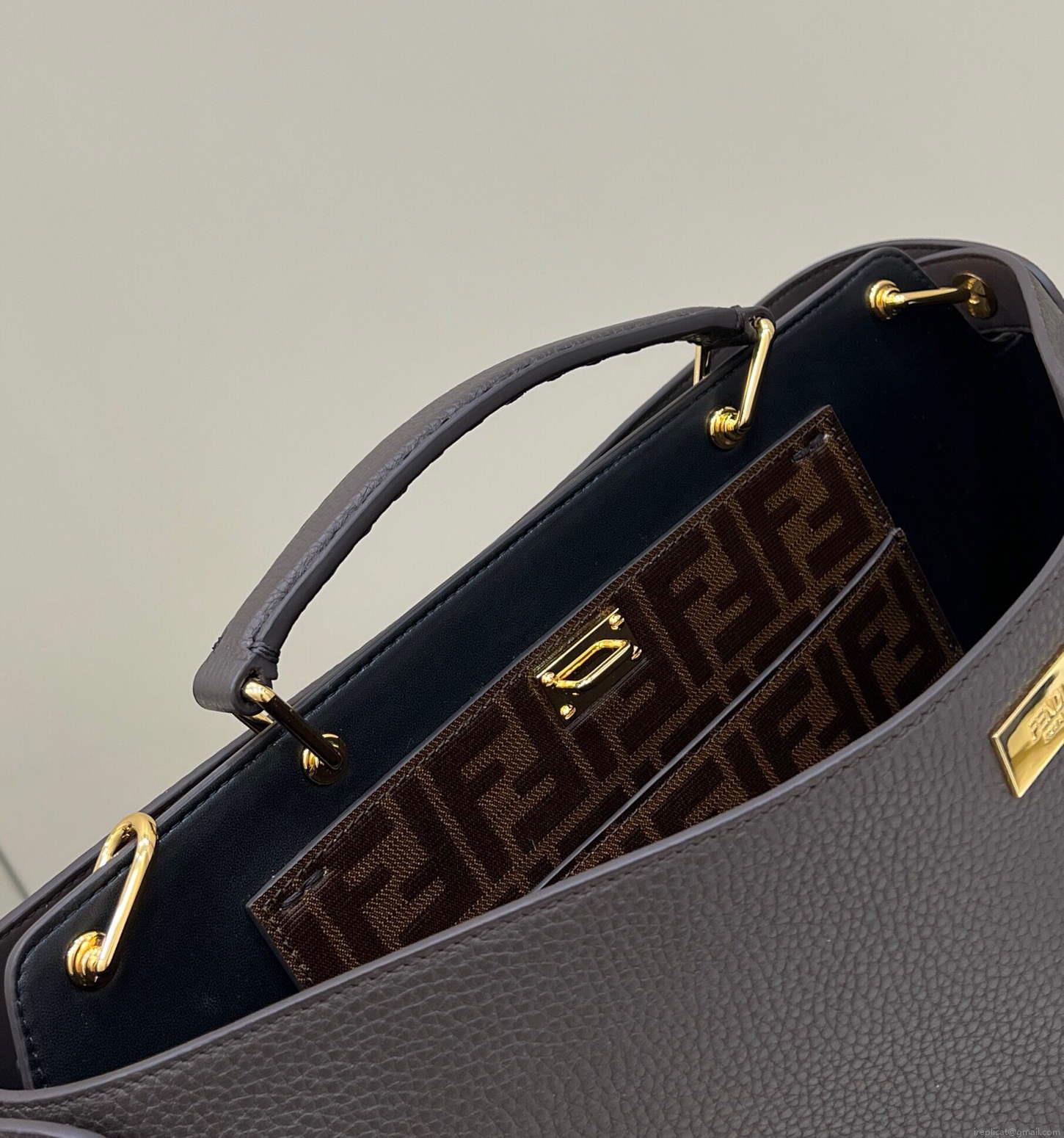 Fendi 7VA529 Peekaboo ISeeU Medium Brown Leather Bag