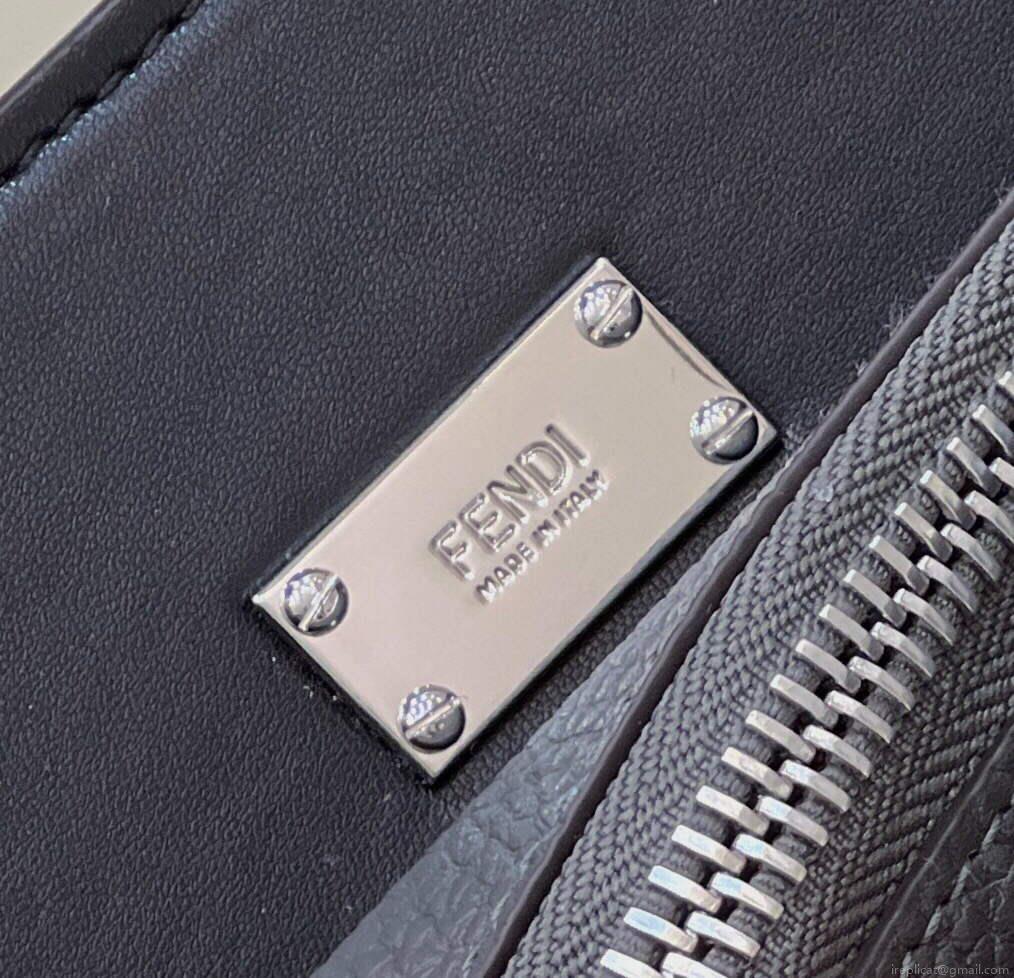 Fendi 7VA529 Peekaboo ISeeU Medium Gray Leather Bag