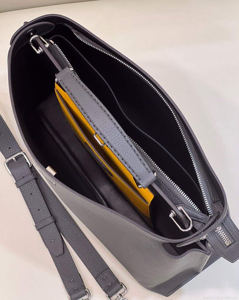 Fendi 7VA529 Peekaboo ISeeU Medium Gray Leather Bag
