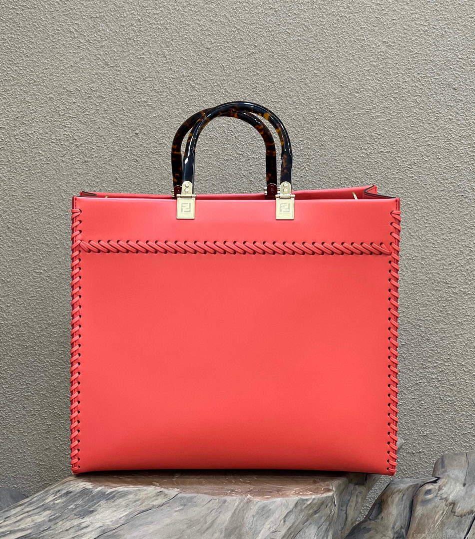 Fendi 8BH386 Sunshine Medium Fuchsia Leather Shopper Bag 8535 Multicolour
