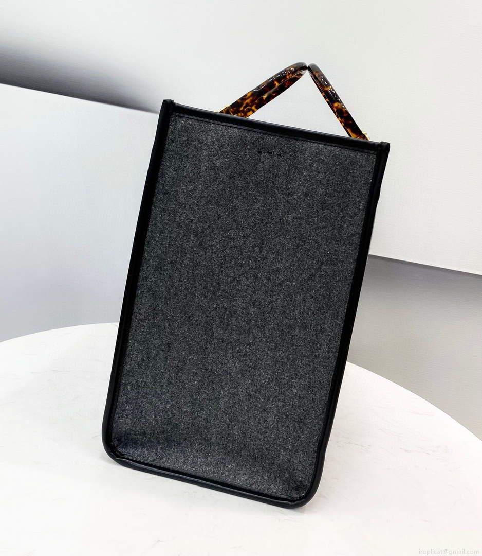 Fendi 8BH372 Sunshine Large Gray Flannel Shopper Bag 8266c