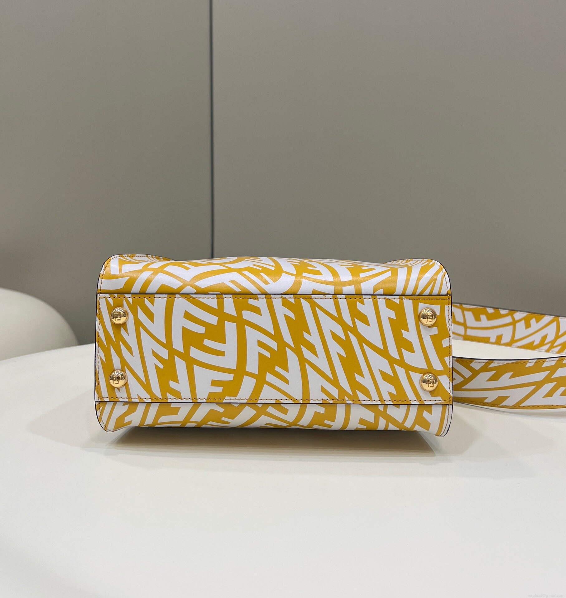 Fendi 8BN244 Peekaboo Signature Mini Bag Yellow White