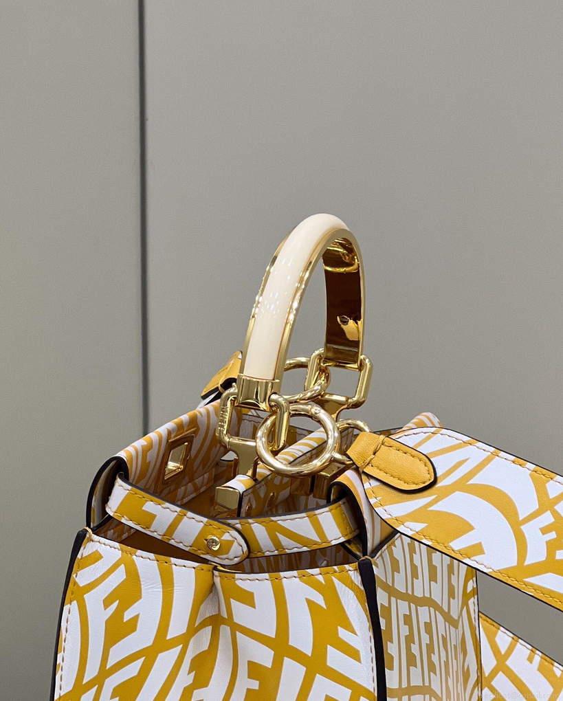 Fendi 8BN244 Peekaboo Signature Mini Bag Yellow White