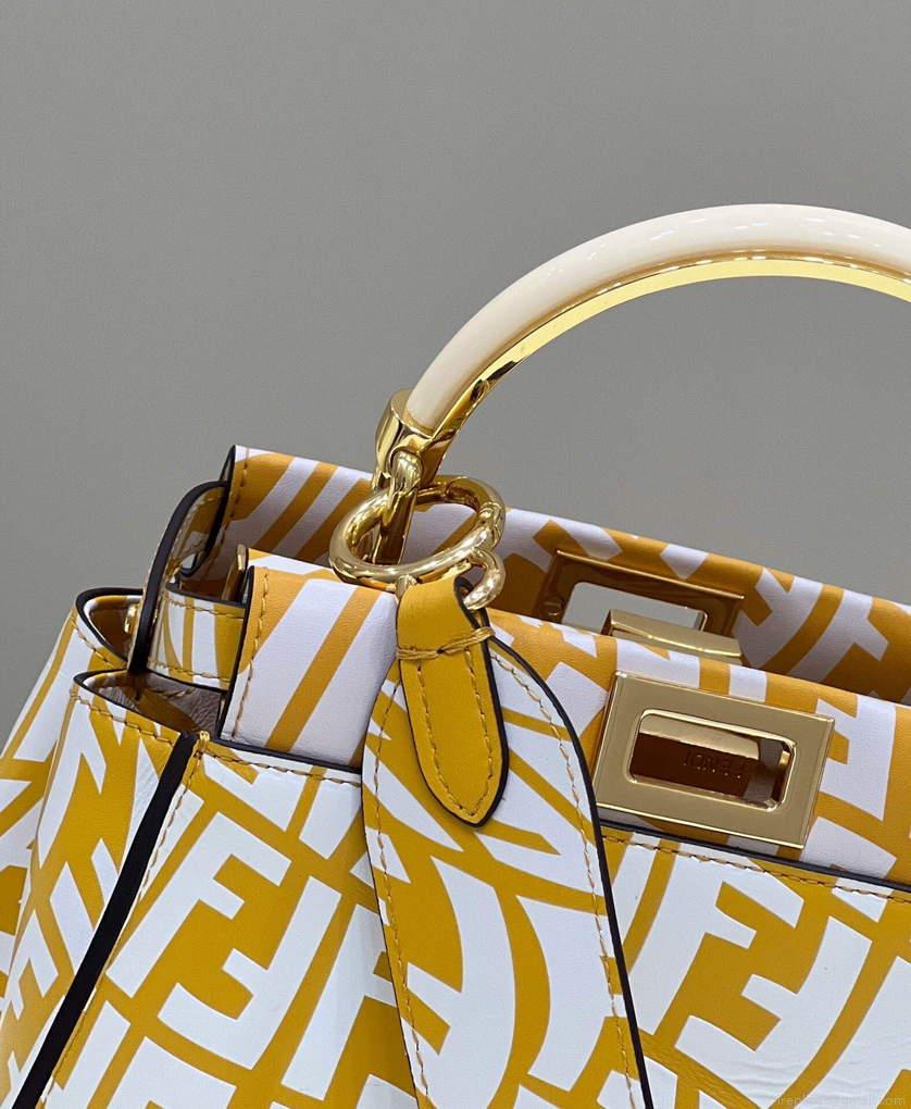 Fendi 8BN244 Peekaboo Signature Mini Bag Yellow White
