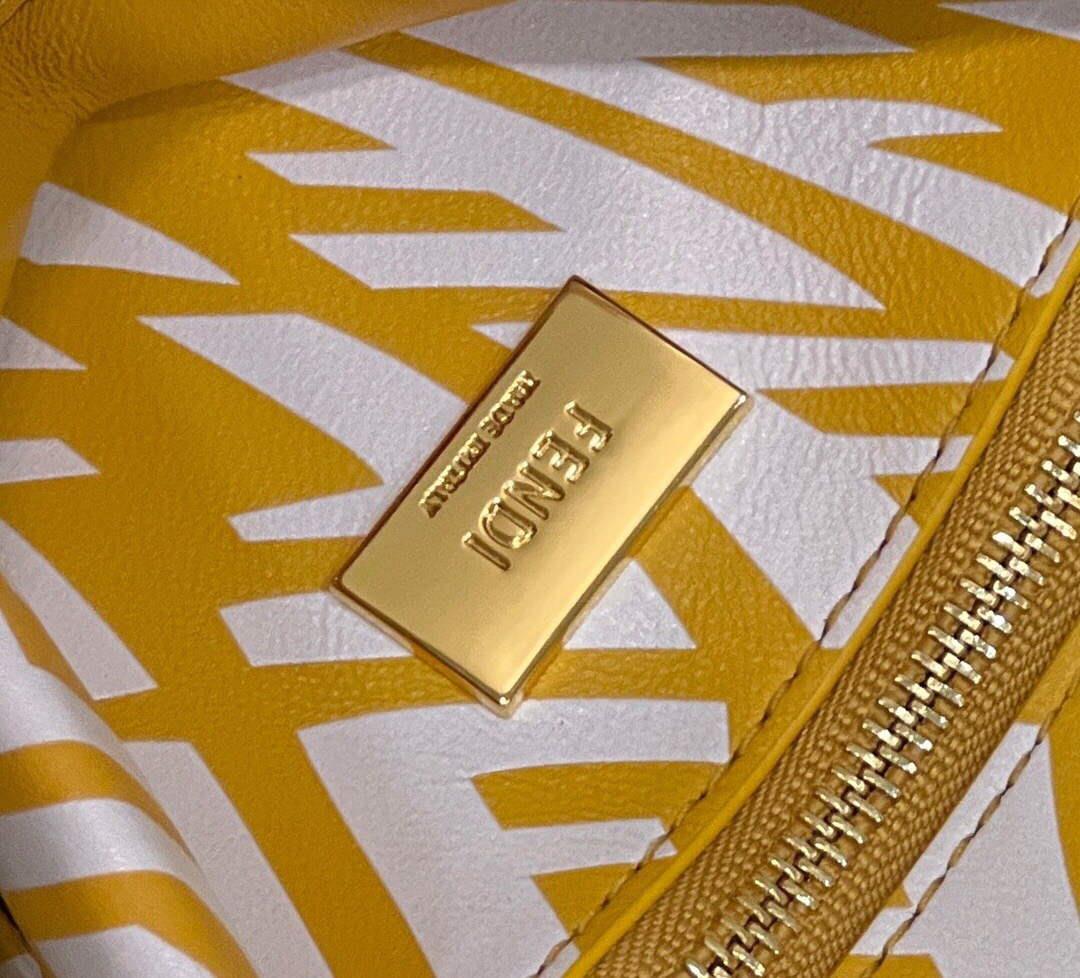 Fendi 8BN244 Peekaboo Signature Mini Bag Yellow White