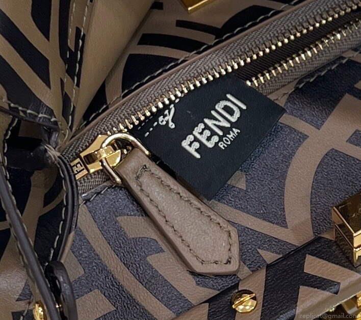Fendi 8BN244 Peekaboo Signature Mini Bag Brown