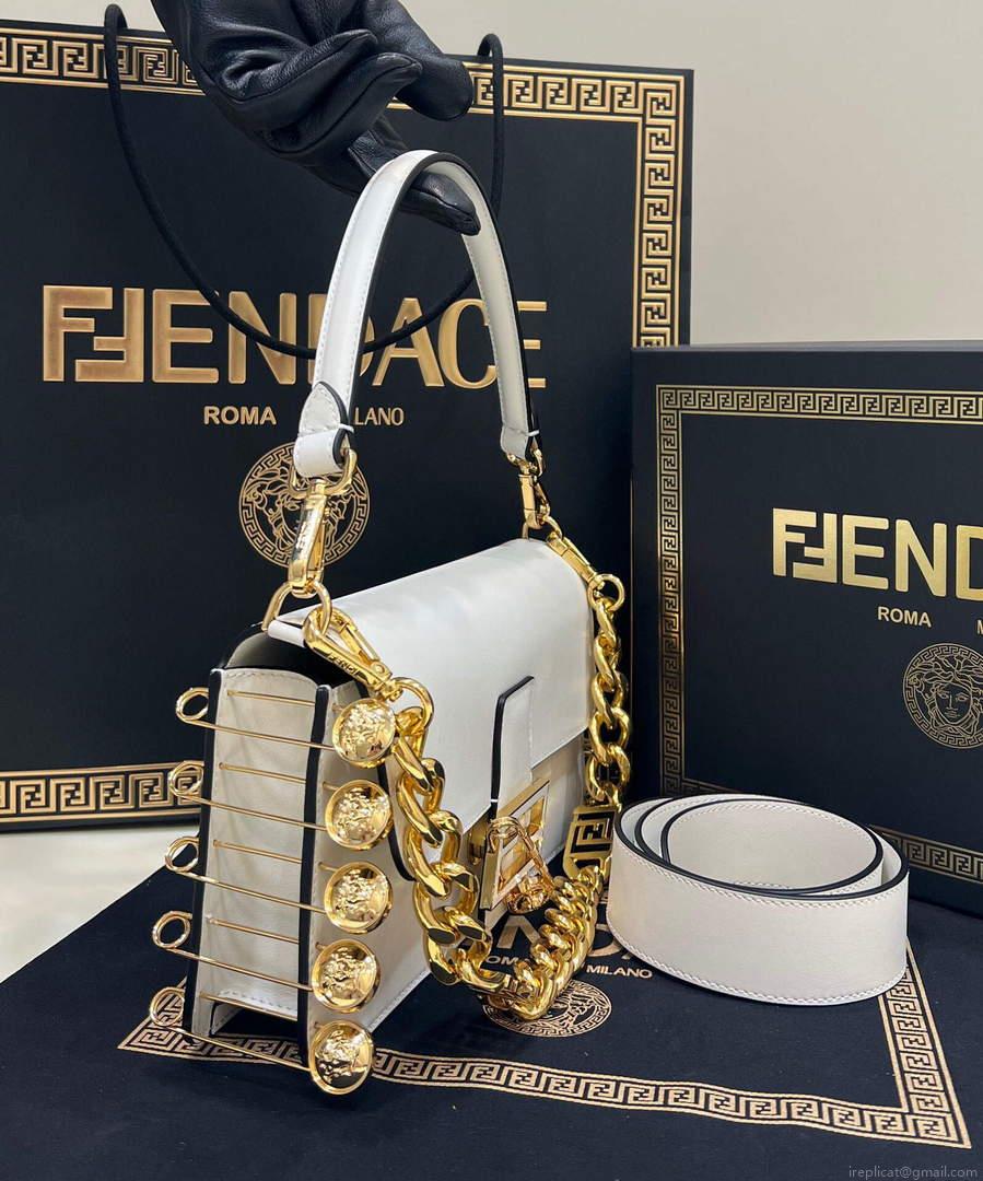 Fendi 8BR801 Baguette Brooch Bag White