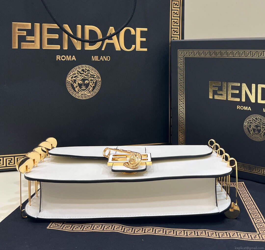 Fendi 8BR801 Baguette Brooch Bag White