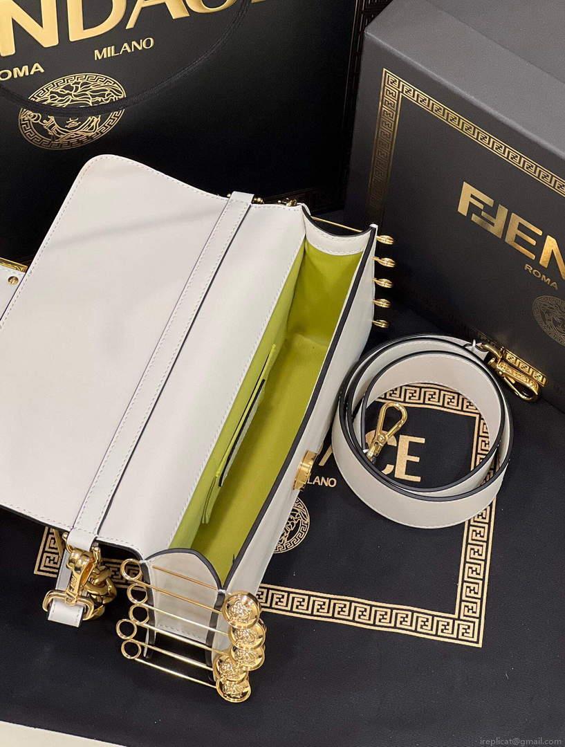 Fendi 8BR801 Baguette Brooch Bag White