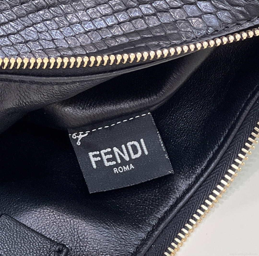 Fendi 8BR798 Fendigraphy Small Snake skin Leather bag Black