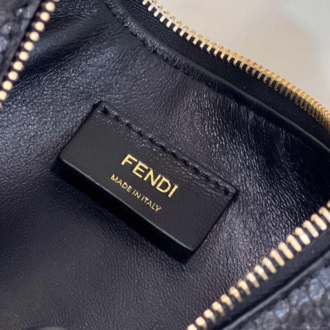 Fendi 8BR798 Fendigraphy Small Snake skin Leather bag Black