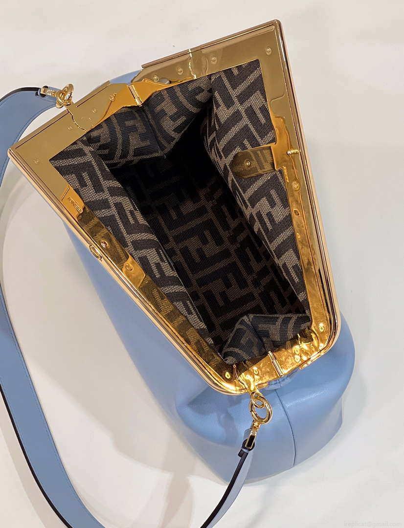Fendi 8BP127 FENDI FIRST Medium Light Blue leather bag
