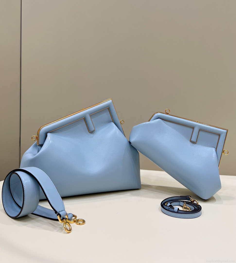 Fendi 8BP127 FENDI FIRST Medium Light Blue leather bag
