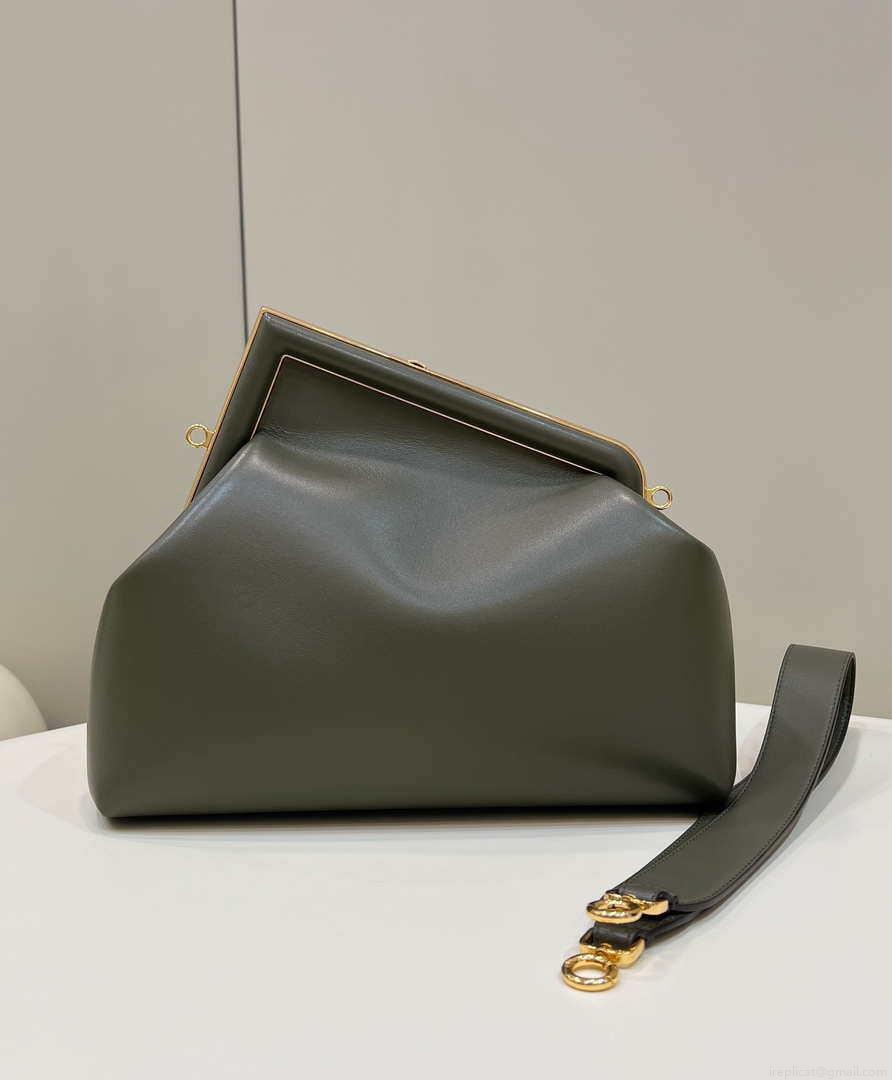Fendi 8BP127 FENDI FIRST Medium Dark Green leather bag