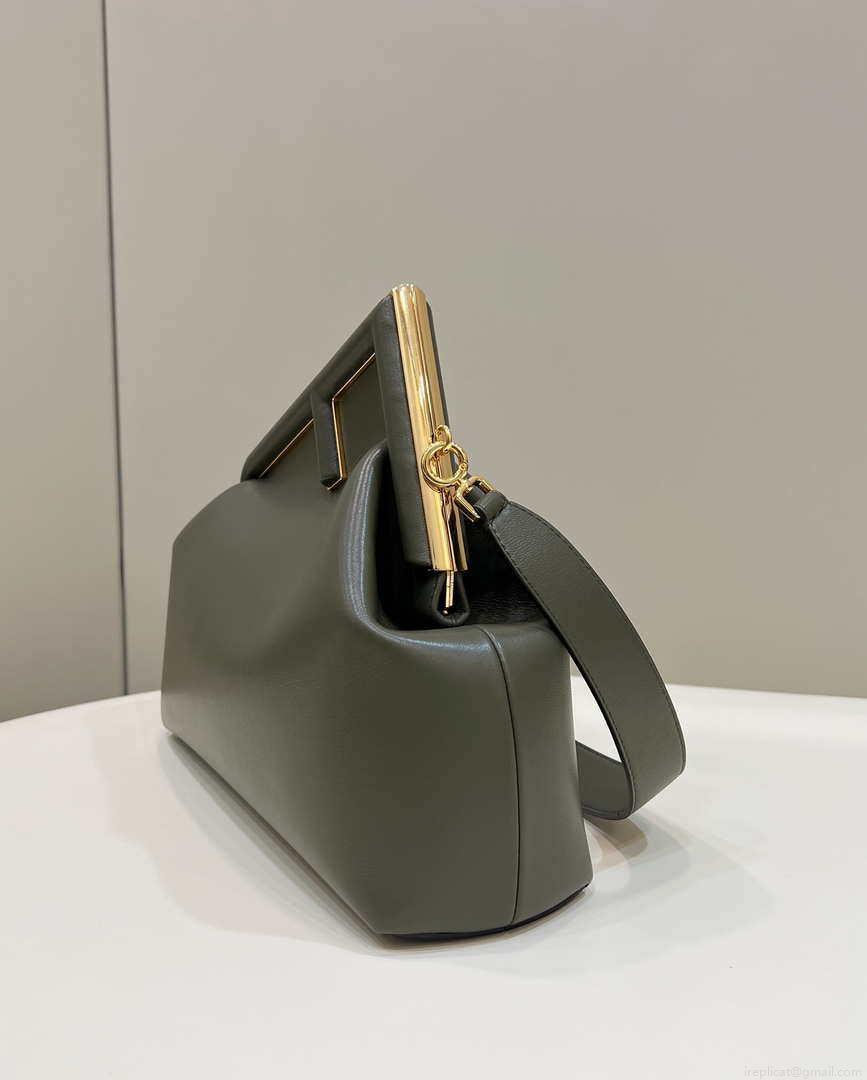 Fendi 8BP127 FENDI FIRST Medium Dark Green leather bag