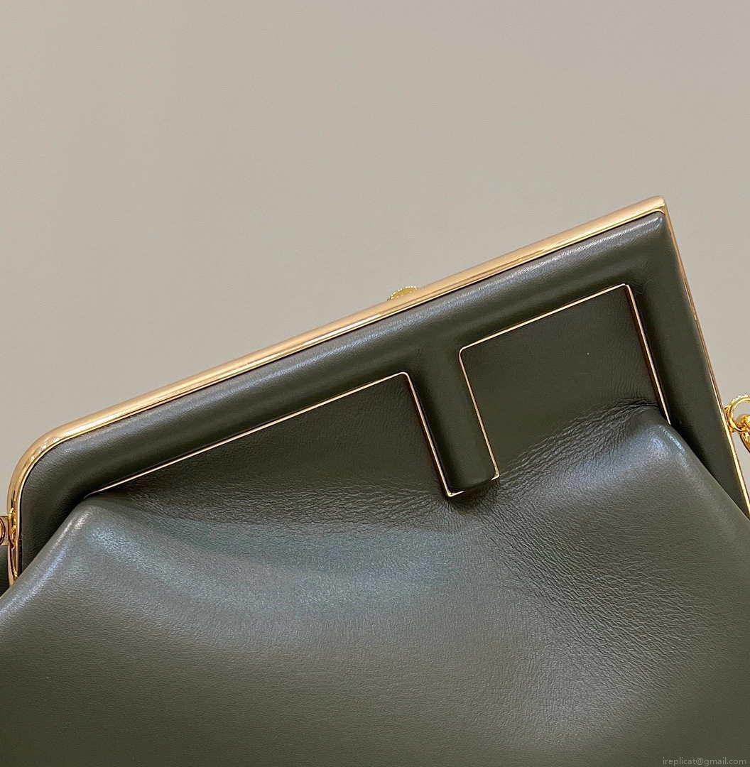 Fendi 8BP127 FENDI FIRST Medium Dark Green leather bag