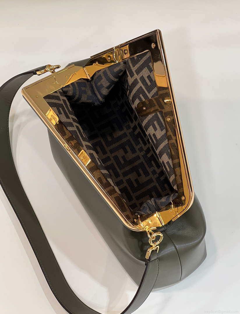 Fendi 8BP127 FENDI FIRST Medium Dark Green leather bag