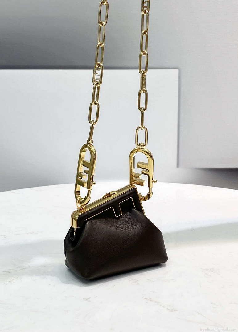Fendi 7AS051 Nano Fendi First Charm Charm in Coffee nappa leather