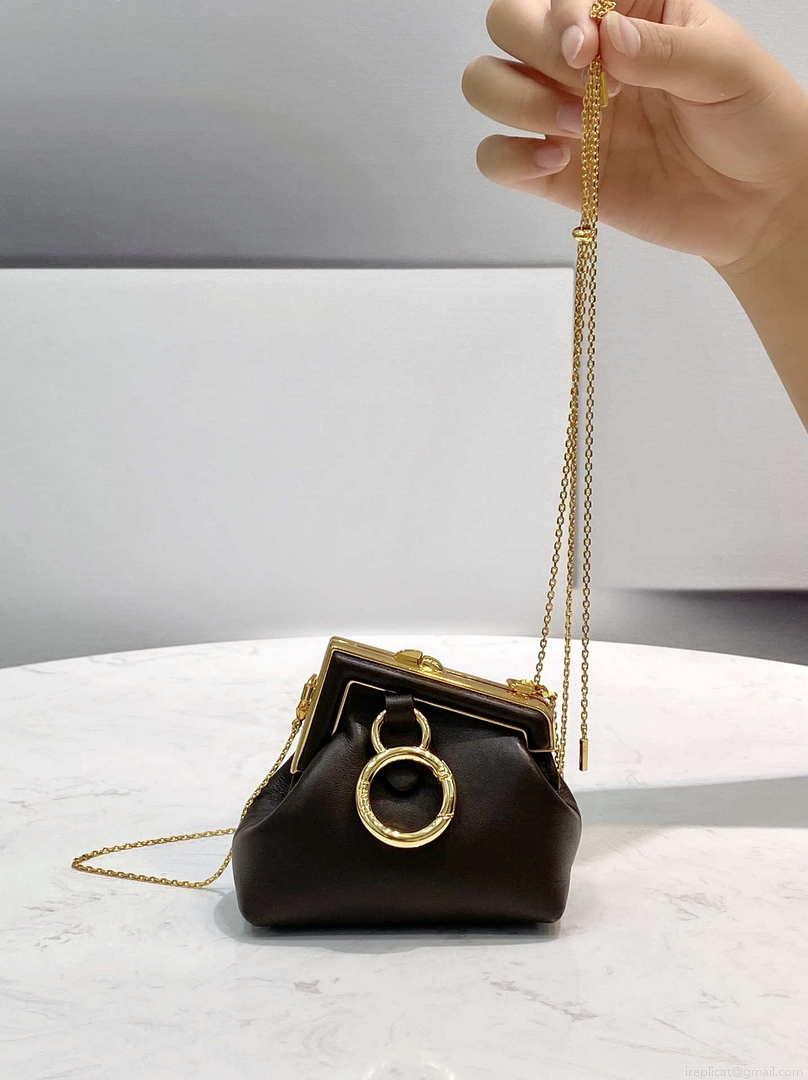 Fendi 7AS051 Nano Fendi First Charm Charm in Coffee nappa leather