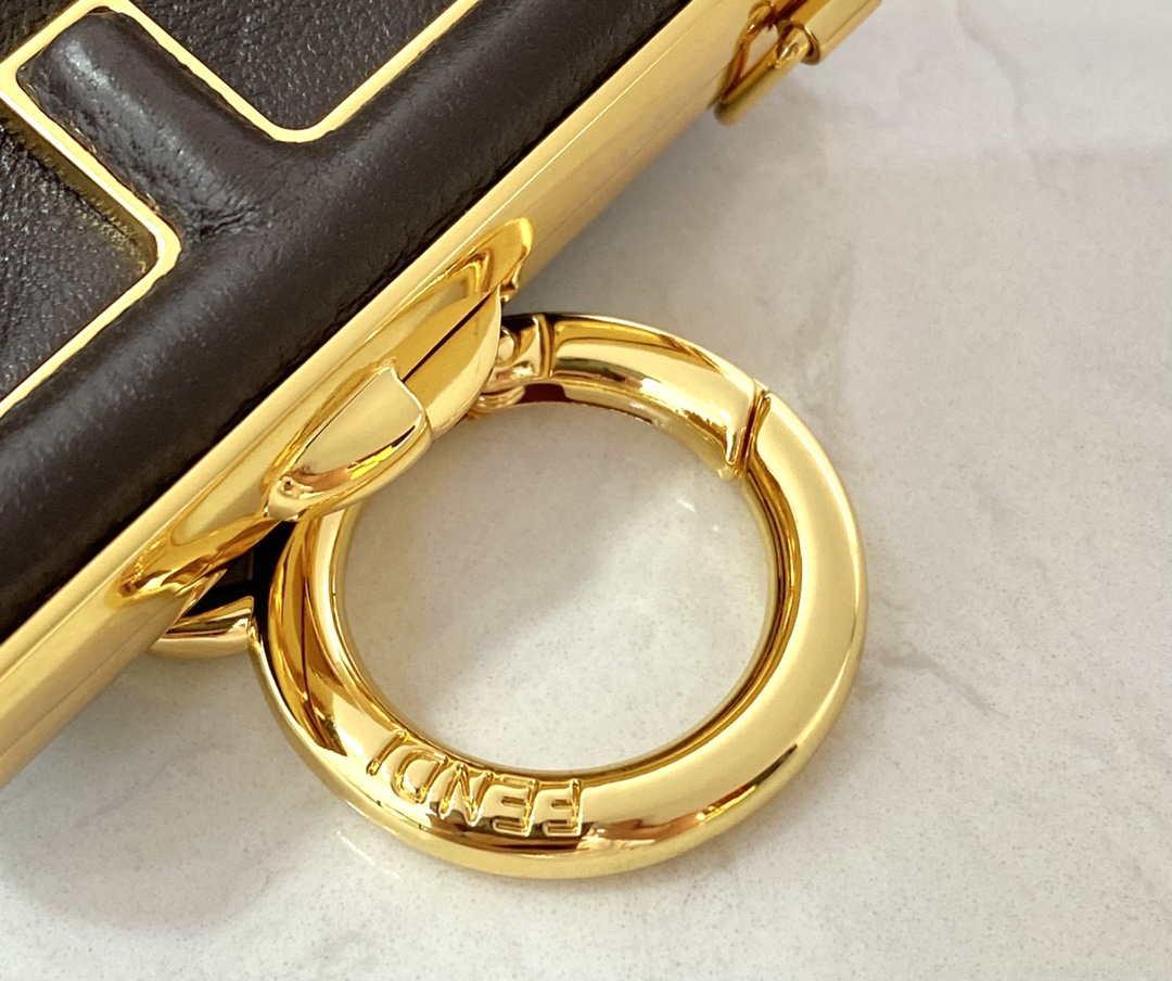 Fendi 7AS051 Nano Fendi First Charm Charm in Coffee nappa leather