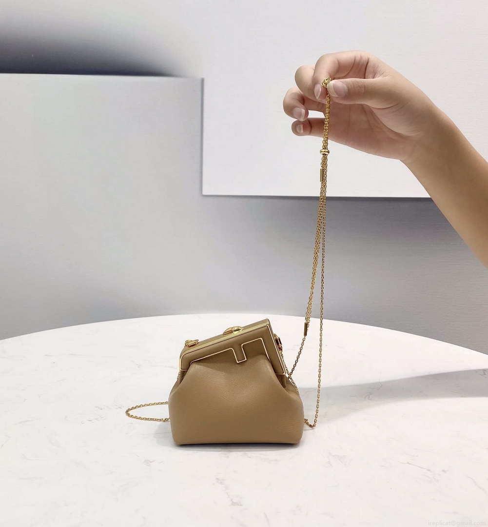 Fendi 7AS051 Nano Fendi First Charm Charm in Apricot nappa leather