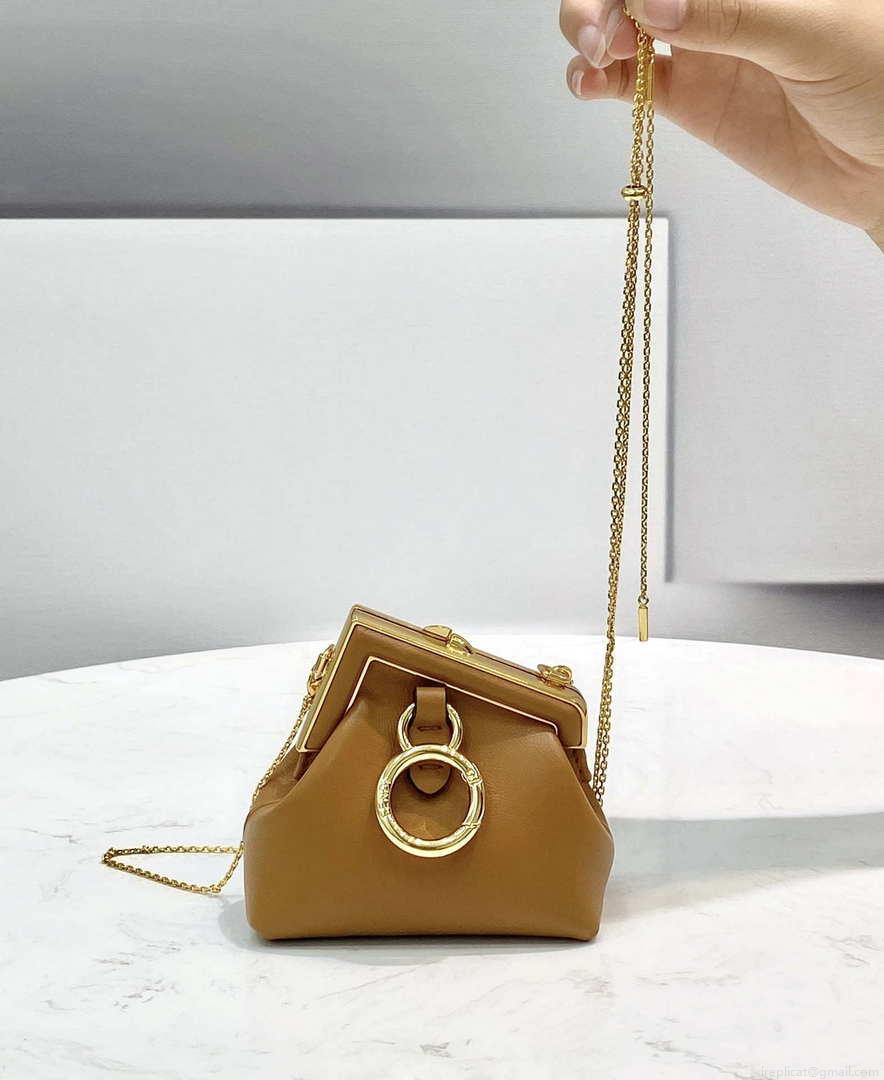 Fendi 7AS051 Nano Fendi First Charm Charm in Brown nappa leather
