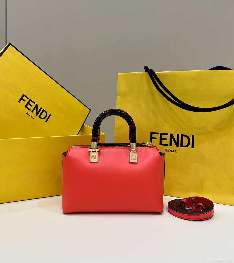 Fendi 8BS067 By The Way Mini Small Boston bag in mint Red leather