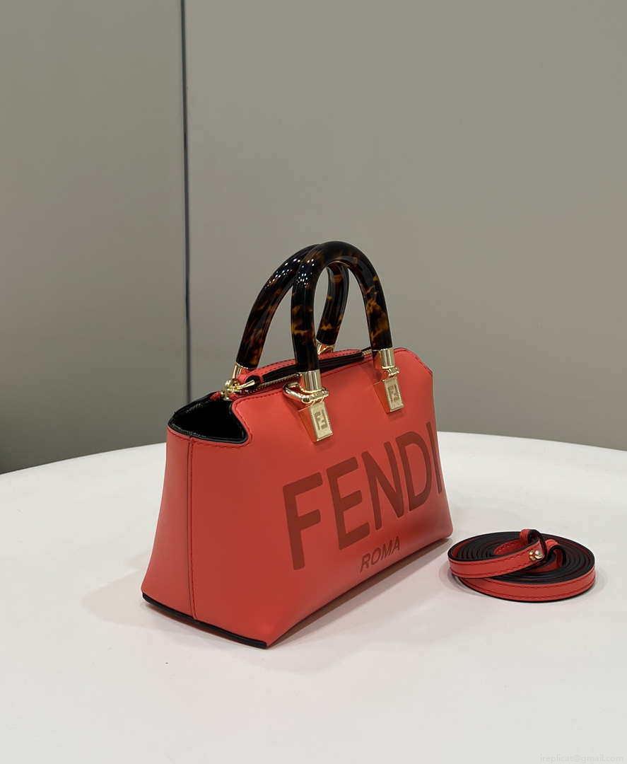 Fendi 8BS067 By The Way Mini Small Boston bag in mint Red leather