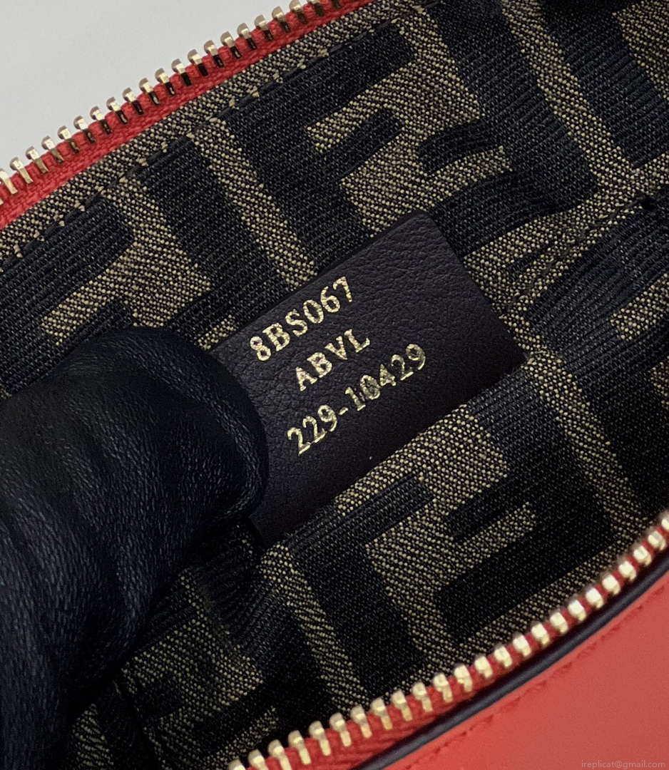 Fendi 8BS067 By The Way Mini Small Boston bag in mint Red leather