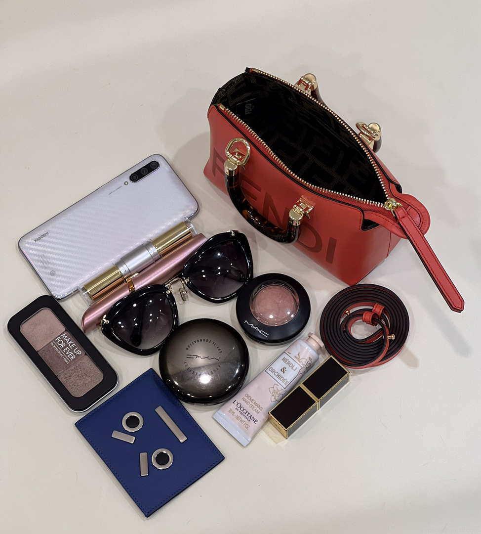 Fendi 8BS067 By The Way Mini Small Boston bag in mint Red leather