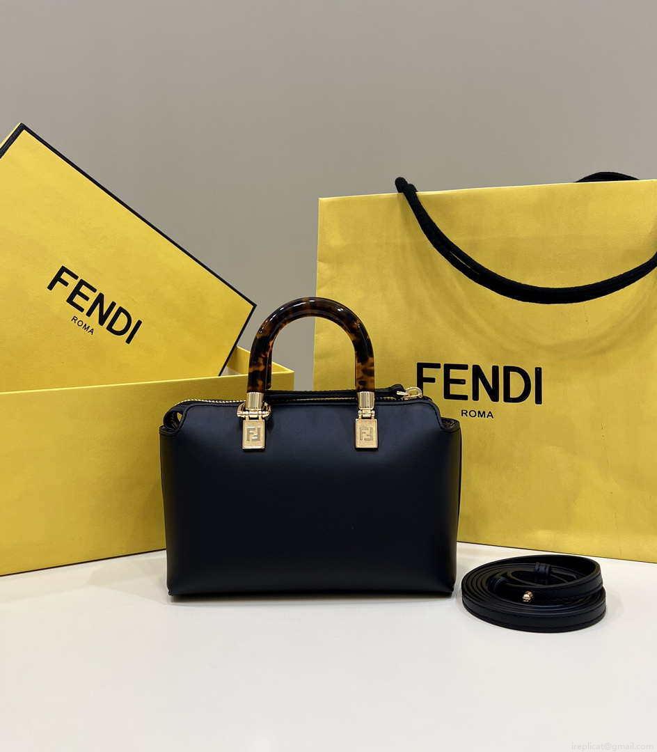 Fendi 8BS067 By The Way Mini Small Boston bag in mint Black leather